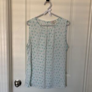 LOFT Women's Sleeveless Mint Polka Dot Blouse. Sz M